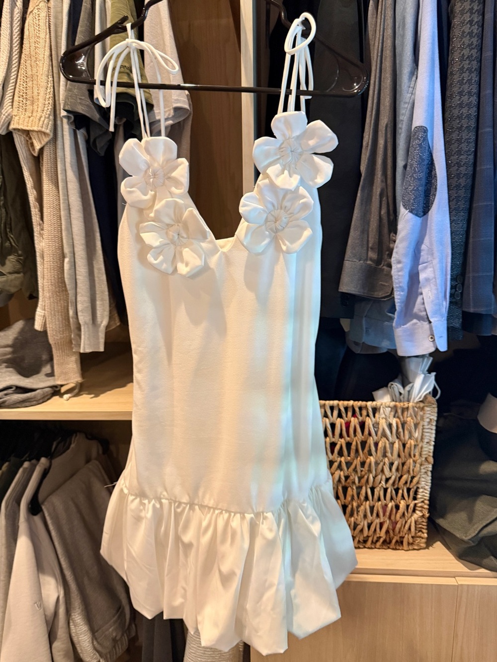 Women's White Floral Strap Mini Dress